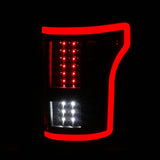 15-17 Ford F-150 ANZO 311294 Full LED Tail Lights - Black Smoke Lens w/ Sequential Signal (Red Light Bar)