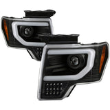 09-14 Ford F-150 Spyder 5087560 Halogen Light Bar Projector Headlights Black PRO-YD-FF15009PL-SEQ-BK