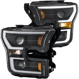 15-20 Ford F-150 V6/V8 Anzo 111357 Projector Plank Style Switchback Headlights Black / Amber