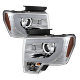 09-14 Ford F-150 Spyder 5077585 Projector Headlights Halogen Model- Light Bar DRL Chrome