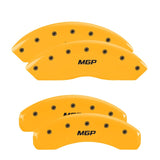 15-20 Ford Mustang MGP 10202SMGPYL 4 Caliper Covers Engraved Front & Rear MGP Yellow Finish Black Characters