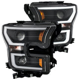 15-17 Ford F150 V6/V8 ANZO 111347 Projector Plank Style Headlights Black Clear Amber