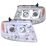 04-08 Ford F-150 ANZO 111287 Projector Headlights w/ U-Bar Chrome