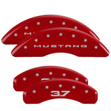 15-17 Ford Mustang MGP 10204SM32RD 4 Caliper Covers Engraved Front 2015/Mustang Engraved Rear 2015/3.7 Red Finish Silver Character