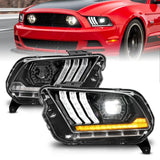 13-14 Ford Mustang ANZO 121572 Projector Headlights w/ Light Bar Black