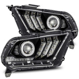 10-12 Ford Mustang AlphaRex 880115 LUXX LED Proj Headlights Plank Style Black w/Activ Light/Seq Signal