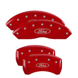 10-14 Ford Mustang MGP 10198SFRDRD 4 Caliper Covers Engraved Front & Rear Oval logo/Ford Red Finish Silver Character