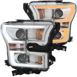 15-20 Ford F-150 V6/V8 Anzo 111358 Projector Plank Style Switchback Headlights Chrome / Amber