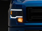 09-14 Ford F-150 Raxiom T566369 Axial Series Projector Headlights w/ LED Light Bar-Blk Housing(Clear Lens)