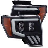 09-14 Ford F-150 AlphaRex 880192 NOVA LED Projector Headlights Plank Style - Matte Black