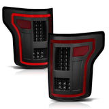 15-17 Ford F-150 ANZO 311294 Full LED Tail Lights - Black Smoke Lens w/ Sequential Signal (Red Light Bar)