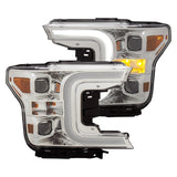 18-20 Ford F-150 Anzo 111399 Projector Plank Style Switchback Headlights Chrome