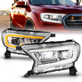 19-23 Ford Ranger I4 2.3L EB ANZO 11614 Full LED Projector Headlights w/ Initiation & Sequential - Chrome