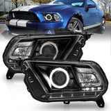 10-14 Ford Mustang ANZO 121323 Projector Headlights w/ Halo Black (CCFL)