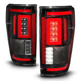 21-23 Ford F-150 ANZO 311475 LED Taillights Seq. Signal w/BLIS Cover - Black (For Factory Halogen ONLY)