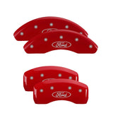 21-23 Ford Bronco Sport MGP 10255SFRDRD 4 Caliper Covers Engraved Front & Rear Ford Oval Red Finish Silver Character