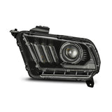 10-12 Ford Mustang AlphaRex 880110 PRO-Series Projector Headlights Plank Style Jet Black w/Top/Bottom DRL