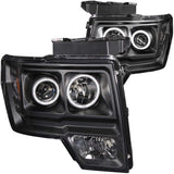 09-14 Ford F-150 Anzo 111161 Projector Headlights Clear Lens w/ Black Housing and CCFL Halo