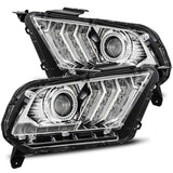 10-12 Ford Mustang AlphaRex 880117 LUXX LED Proj Headlights Plank Style Chrome w/Activ Light/Seq Signal