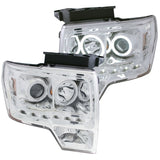 09-14 Ford F-150 Anzo 111297 Projector Headlights Clear Lens w/ Chrome Housing, Clear Reflectors, and CCFL Halo