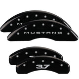 15-17 Ford Mustang MGP 10204SM32BK 4 Caliper Covers Engraved Front 2015/Mustang Engraved Rear 2015/3.7 Black Finish Silver Character