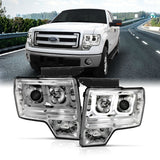 09-14 Ford F-150 / 10-14 Raptor ANZO 111264 Projector Headlights w/ U-Bar Chrome