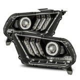 10-12 Ford Mustang AlphaRex 880112 PRO-Series Projector Headlights Plank Style Black w/Top/Bottom DRL