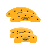 21-23 Ford Bronco Sport MGP 10255SFRDYL 4 Caliper Covers Engraved Front & Rear Ford Oval Yellow Finish Black Character