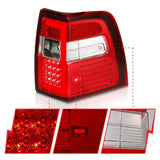 07-17 For Expedition ANZO 311410 LED Taillights w/Light Bar Chrome Housing Red/Clear Lens