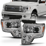 09-14 Ford F-150 ANZO 111444 Projector Headlight Plank Style Chrome Amber