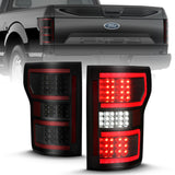 18-20 Ford F-150 ANZO 311314 Full LED Tail Lights - Black w/ Sequential Signal (Red Light Bar)