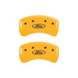 10-14 Ford Mustang MGP 10198SFRDYL 4 Caliper Covers Engraved Front & Rear Oval logo/Ford Yellow Finish Black Character