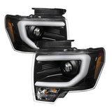 09-14 Ford F-150 Spyder 5077592 Projector Headlights Halogen Model Light Bar DRL Black