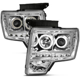 09-14 Ford F-150 Anzo 111297 Projector Headlights Clear Lens w/ Chrome Housing, Clear Reflectors, and CCFL Halo