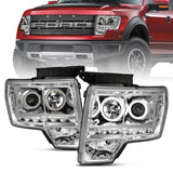 09-14 Ford F-150 Anzo 111297 Projector Headlights Clear Lens w/ Chrome Housing, Clear Reflectors, and CCFL Halo