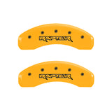 10-11 Ford F-150 MGP 10213SRPTYL 4 Caliper Covers Engraved Front & Rear Raptor Yellow Finish Black Character