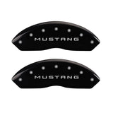 10-14 Ford Mustang MGP 10198SM50BK 4 Caliper Covers Engraved Front Mustang Engraved Rear 5.0 Black Finish Silver Character