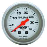 Autometer 4304 Ultra-Lite 52mm 35 PSI Mechanical Boost Gauge