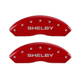 10-14 Ford Mustang MGP 10198SSBYRD 4 Caliper Covers Engraved Front Shelby Engraved Rear Tiffany Snake Red Finish Silver Character