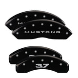 15-17 Ford Mustang MGP 10202SM32BK 4 Caliper Covers Engraved Front 2015/Mustang Engraved Rear 2015/3.7 Black Finish Silver Character