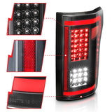 15-17 Ford F-150 ANZO 311293 Full LED Tail Lights - Black Clear Lens w/ Sequential Signal (Red Light Bar)