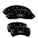 10-14 Ford Mustang MGP 10198SFRDBK 4 Caliper Covers Engraved Front & Rear Oval logo/Ford Black Finish Silver Characters