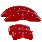 15-20 Ford Mustang MGP 10201SSNKRD 4 Caliper Covers Engraved Front & Rear Tiffany Snake Red Finish Silver Character