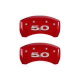 10-14 Ford Mustang MGP 10198SM50RD 4 Caliper Covers Engraved Front Mustang Engraved Rear 5.0 Red Finish Silver Character