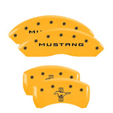 10-14 Ford Mustang MGP 10198SMBPYL 4 Caliper Covers Engraved Front Mustang Engraved Rear Bar & Pony Yellow Finish Black Character