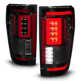 21-23 Ford F-150 ANZO 311476 LED Taillights Seq. Signal w/BLIS Cover -Smoke Blk (For Factory Halogen ONLY)