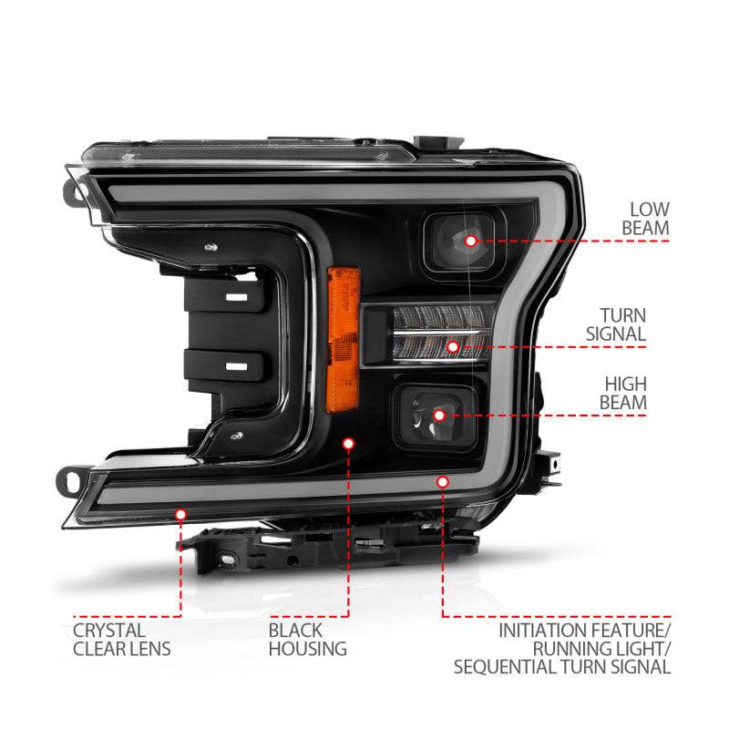 Speed Daddy LED Projector Headlights For 2018-2020 Ford F-150 – Black Clear, DRL + Sequential Signal