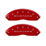 10-14 Ford Mustang MGP 10198SMBPRD 4 Caliper Covers Engraved Front Mustang Engraved Rear Bar & Pony Red Finish Silver Character