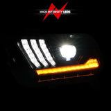 10-14 Ford Mustang ANZO 121577 LED Projector Headlights w/Sequential Light Tube (NON HID Compatible)