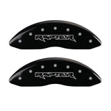 10-11 Ford F-150 MGP 10213SRPTBK 4 Caliper Covers Engraved Front & Rear Raptor Black Finish Silver Character